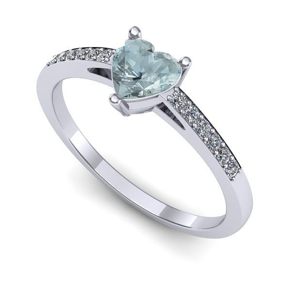 Inel de logodna din aur alb cu aquamarin
