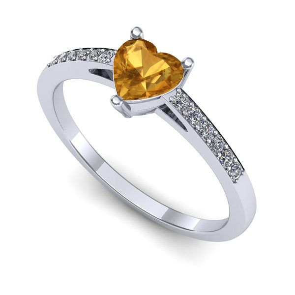 Inel din aur alb cu citrin