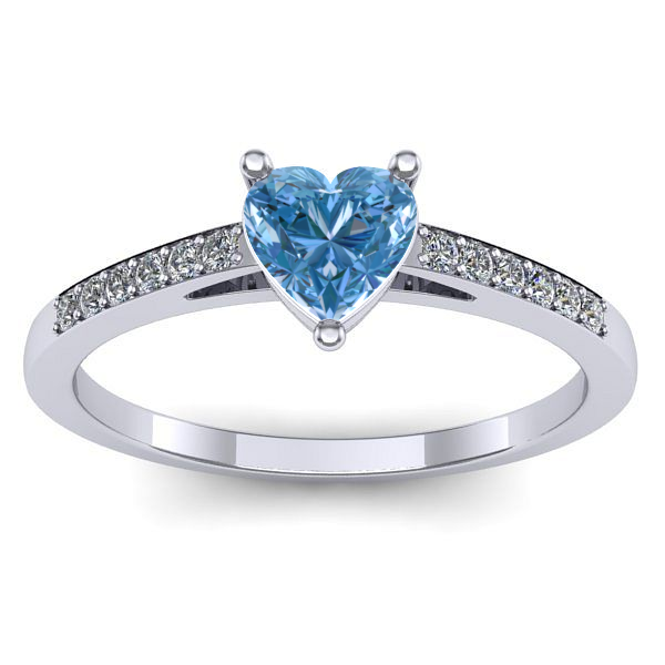 Inel de logodna cu diamant de laborator albastru inima