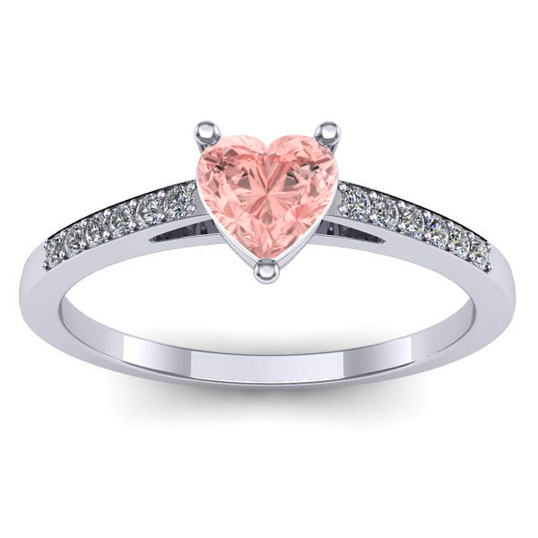 Inel cu diamant de laborator roz inima