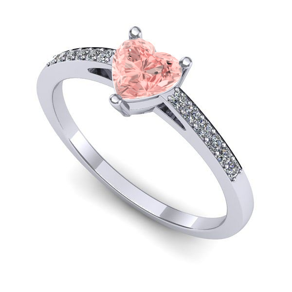 Inel logodna din aur alb cu diamant de laborator roz