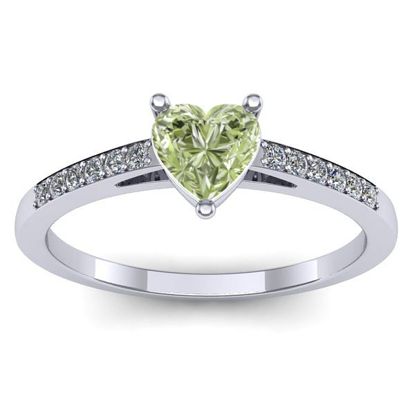 Inel logodna cu diamant de laborator verde inima