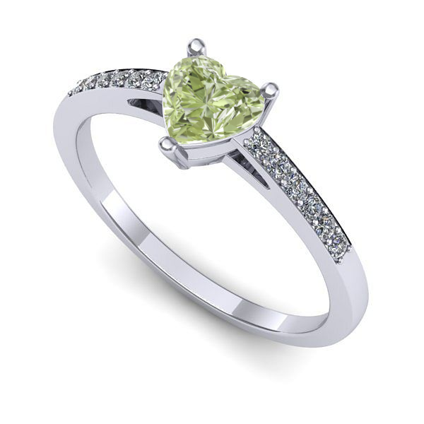 Inel logodna din aur alb cu diamant de laborator verde