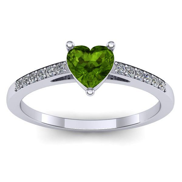 Inel de logodna cu peridot inima
