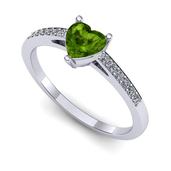 Inel de logodna din aur alb cu peridot