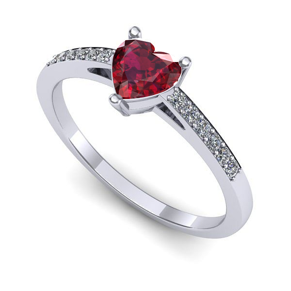 Inel logodna din aur alb cu rubin