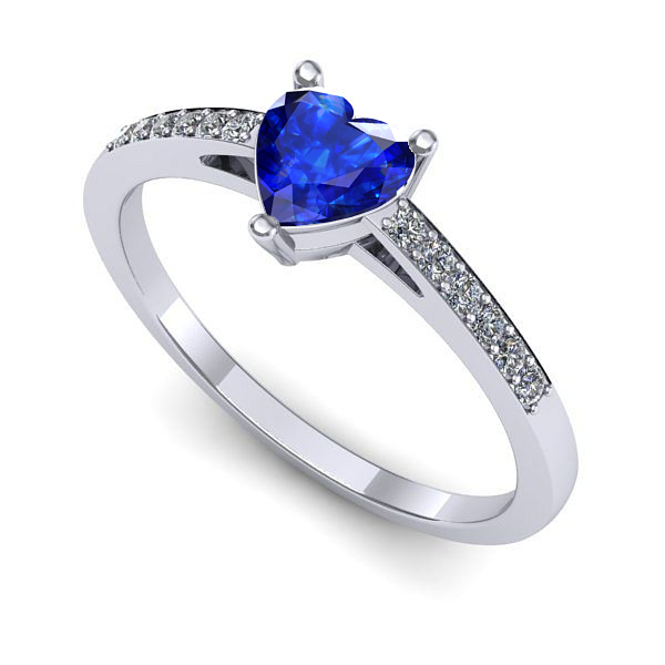 Inel de logodna din aur alb cu safir