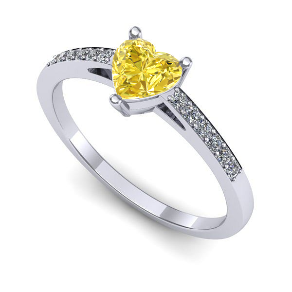 Inel logodna din aur alb cu safir galben