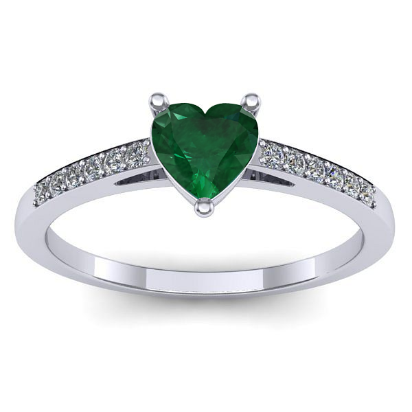 Inel de logodna cu smarald inima