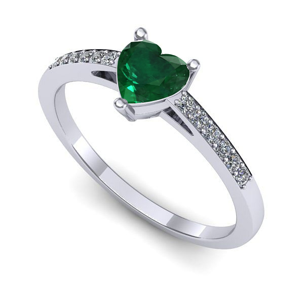 Inel de logodna din aur alb cu smarald