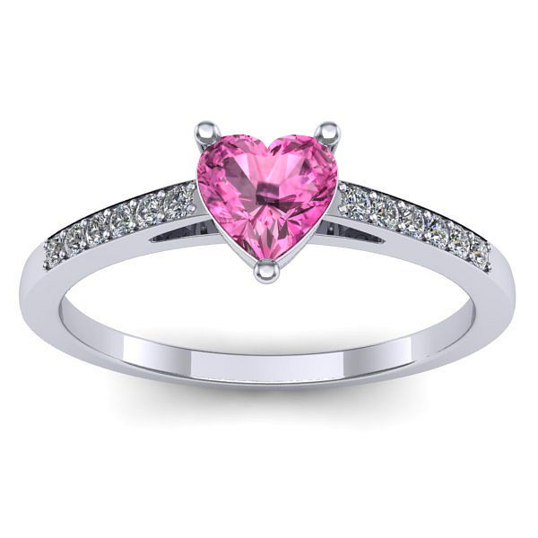 Inel cu safir roz inima