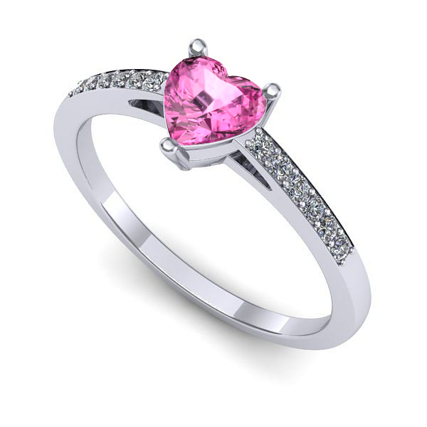 Inel de logodna din aur alb cu safir roz