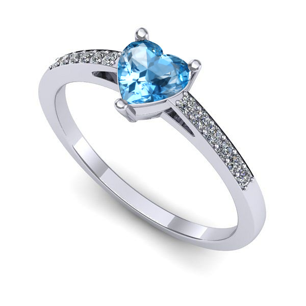 Inel logodna din aur alb cu topaz blue