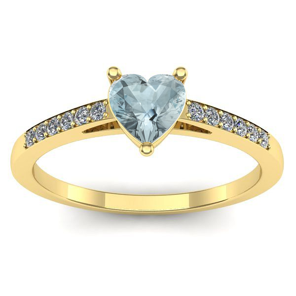 Inel cu aquamarin inima