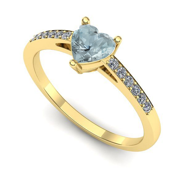 Inel logodna din aur galben cu aquamarin