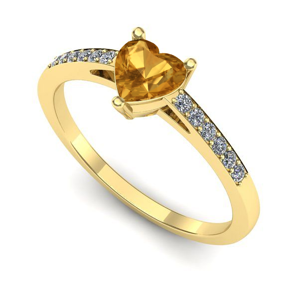 Inel logodna din aur galben cu citrin