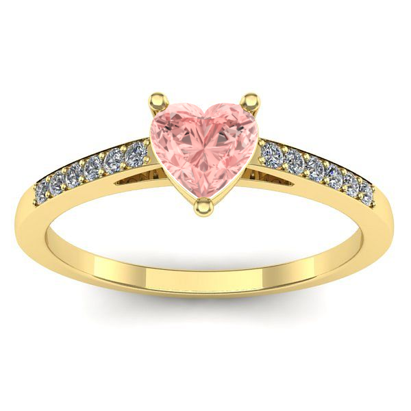Inel logodna cu diamant de laborator roz inima