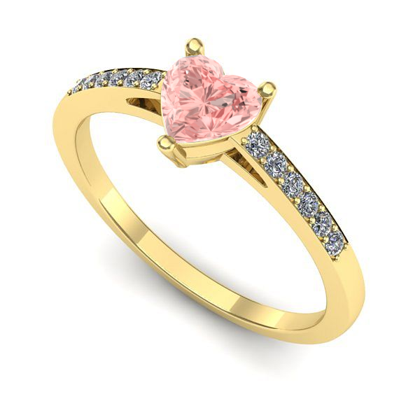 Inel din aur galben cu diamant de laborator roz