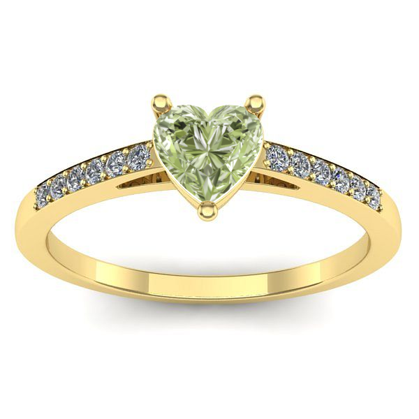 Inel logodna cu diamant de laborator verde inima