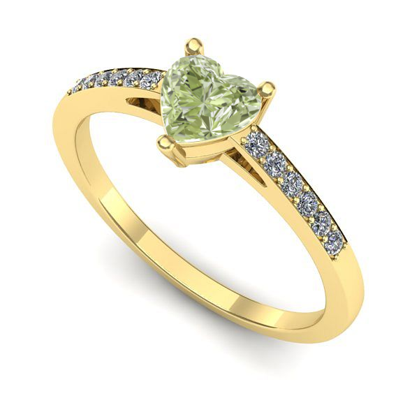 Inel de logodna din aur galben cu diamant de laborator verde