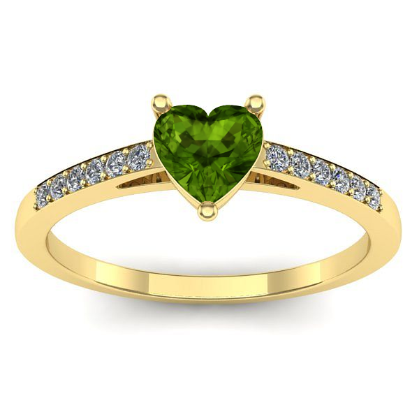 Inel de logodna cu peridot inima