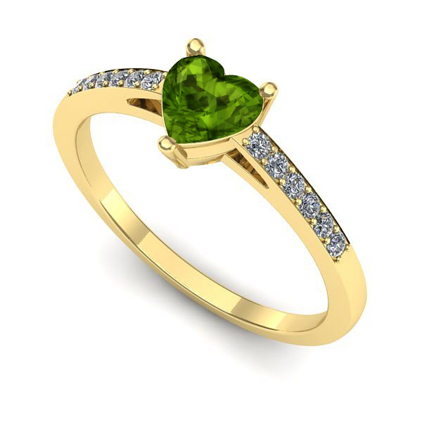 Inel logodna din aur galben cu peridot