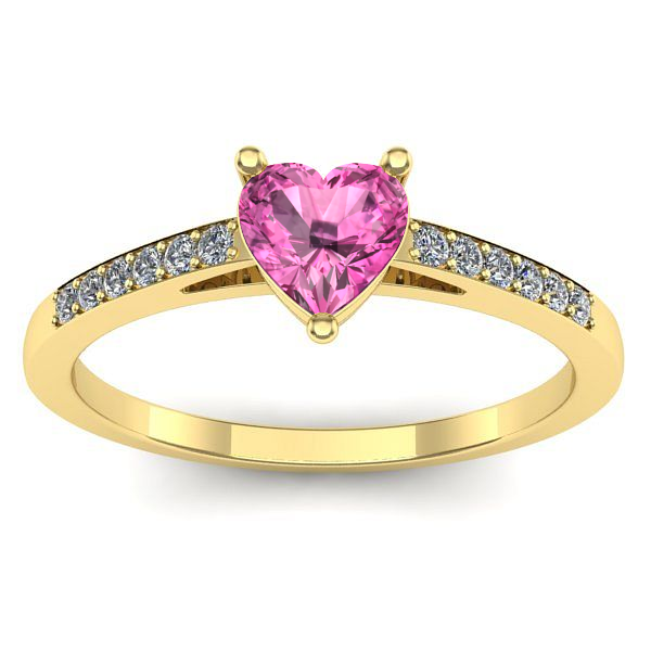 Inel cu safir roz inima