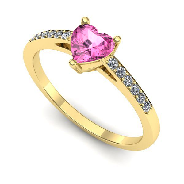 Inel din aur galben cu safir roz