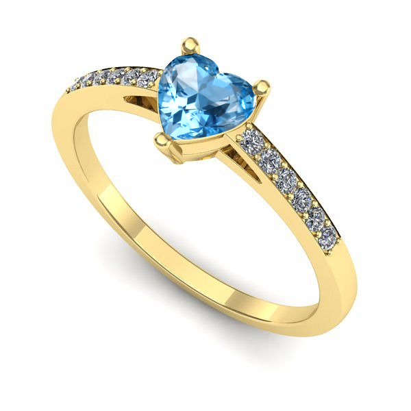 Inel logodna din aur galben cu topaz blue