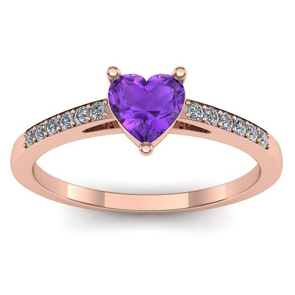 Inel cu ametist inima