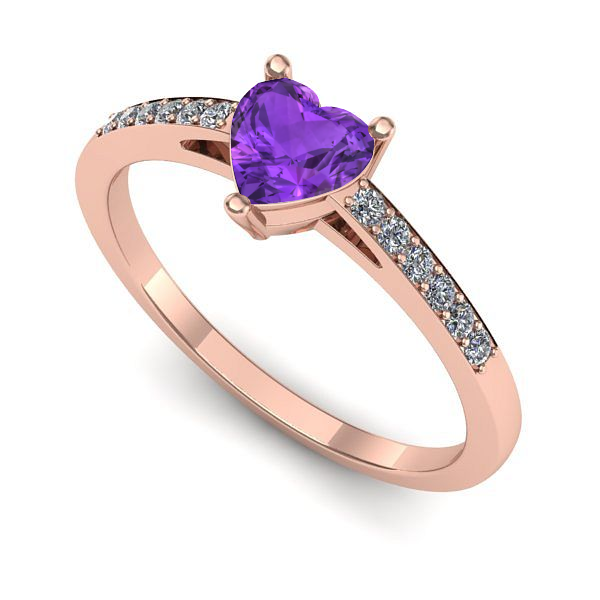 Inel din aur roz cu ametist