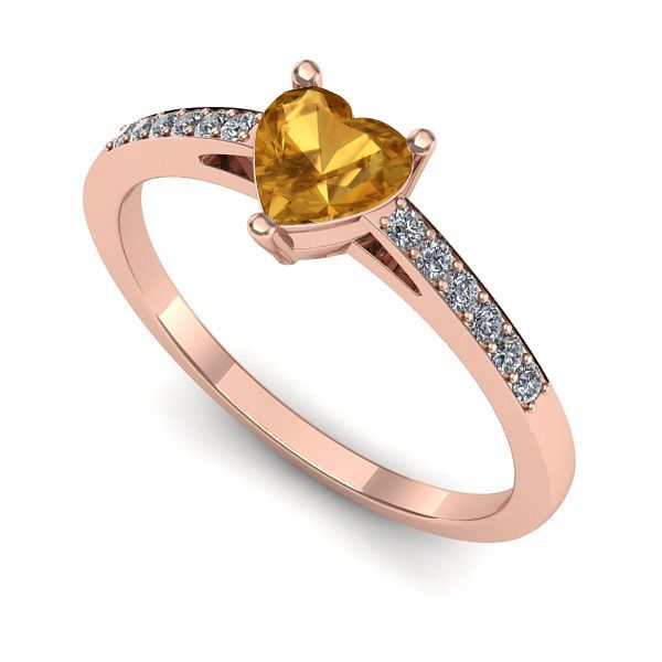 Inel logodna din aur roz cu citrin