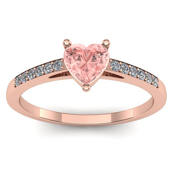 Inel cu diamant de laborator roz inima