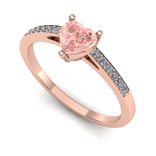 Inel logodna din aur roz cu diamant de laborator roz