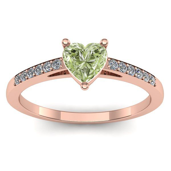 Inel cu diamant de laborator verde inima