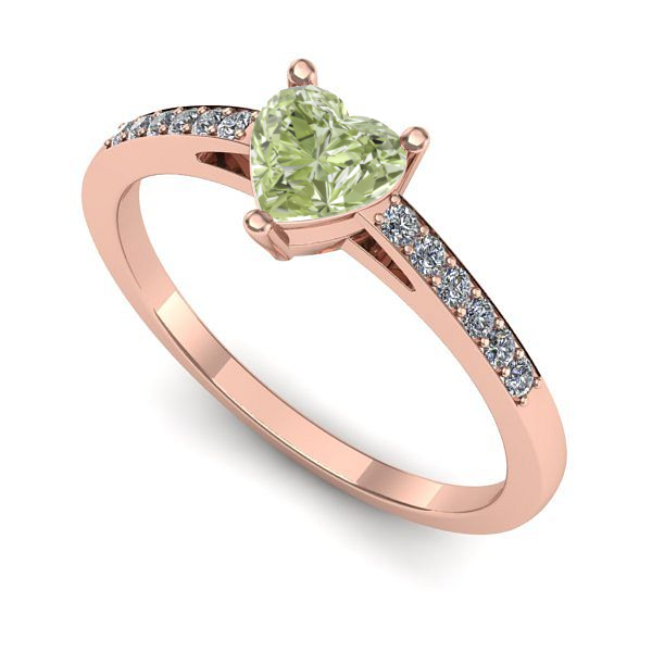 Inel de logodna din aur roz cu diamant de laborator verde