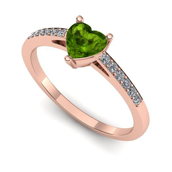 Inel logodna din aur roz cu peridot