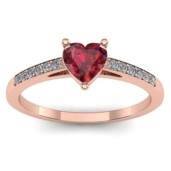 Inel cu rubin inima