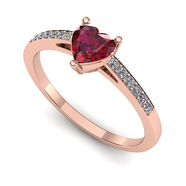 Inel de logodna din aur roz cu rubin