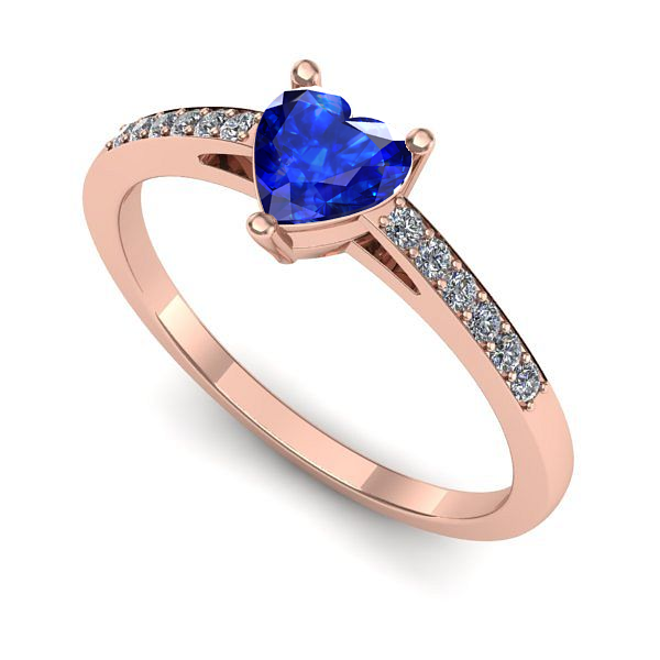 Inel de logodna din aur roz cu safir