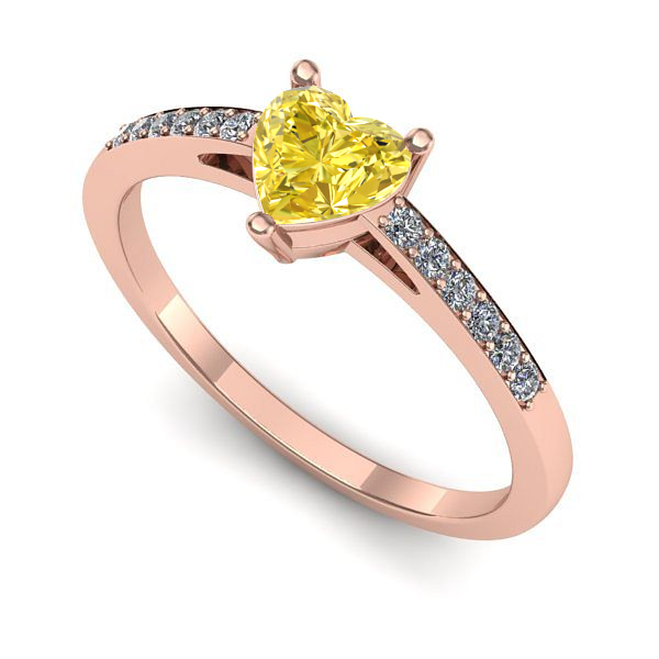 Inel logodna din aur roz cu safir galben