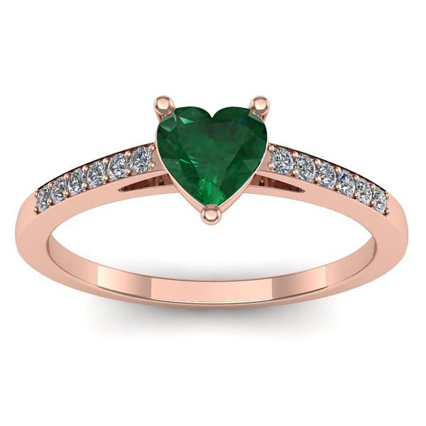 Inel de logodna cu smarald inima