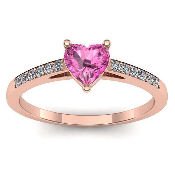 Inel de logodna cu safir roz inima