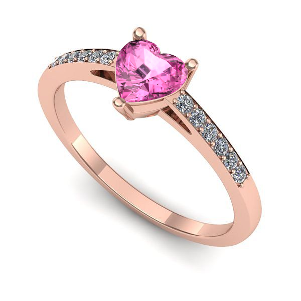 Inel logodna din aur roz cu safir roz