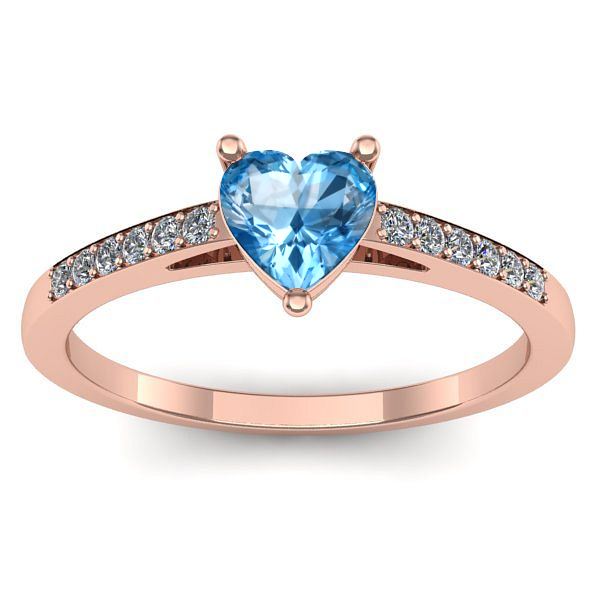 Inel cu topaz blue inima