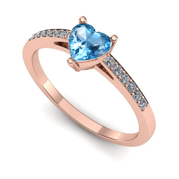 Inel logodna din aur roz cu topaz blue