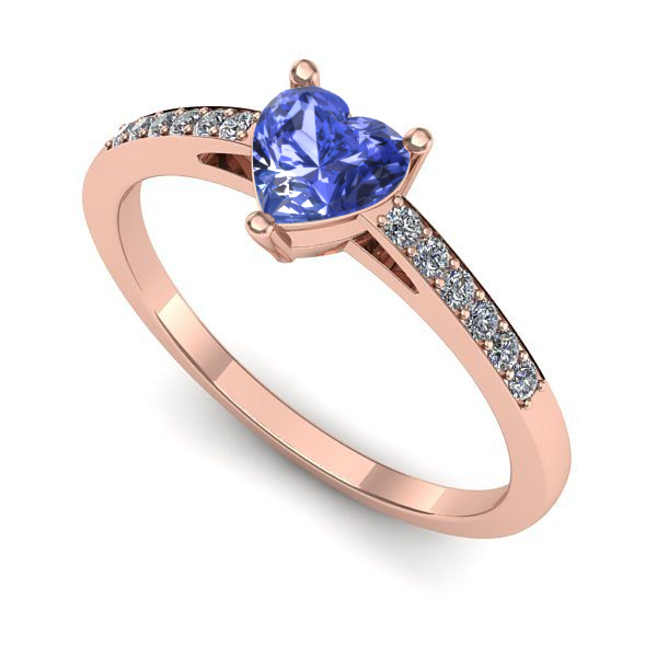 Inel logodna din aur roz cu tanzanit