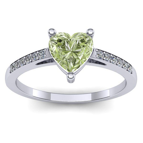 Inel de logodna cu diamant de laborator verde inima