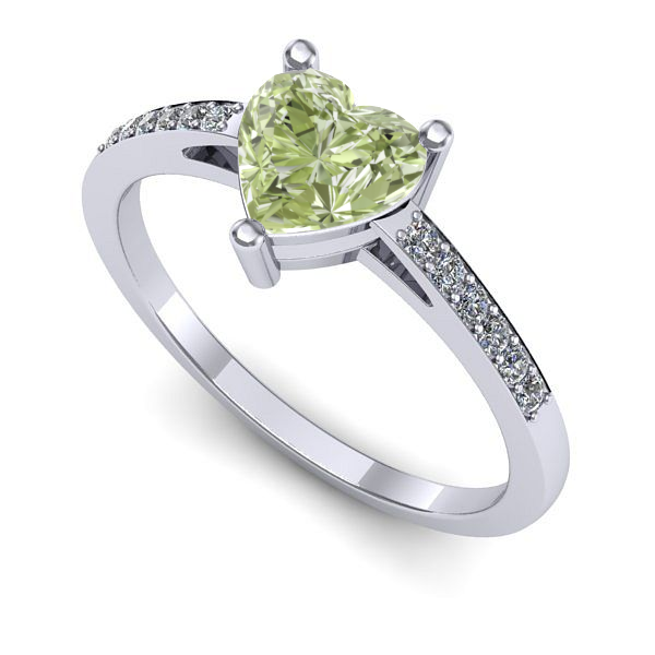 Inel logodna din aur alb cu diamant de laborator verde