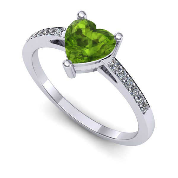 Inel logodna din aur alb cu peridot